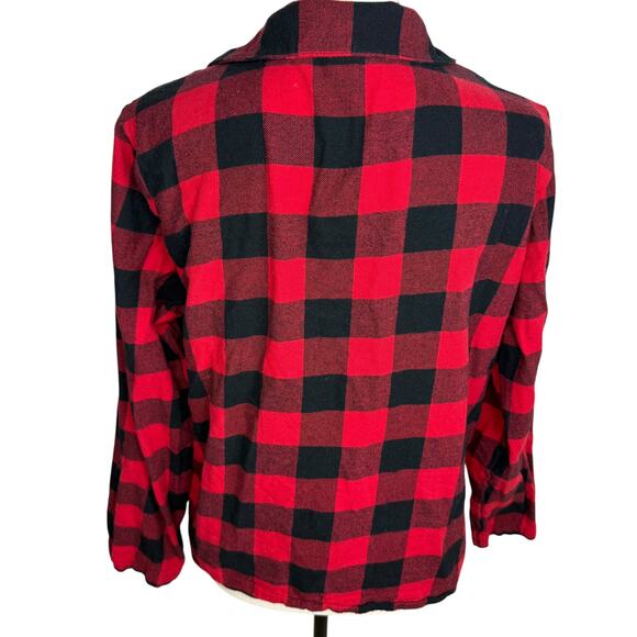 Old Navy Red Black Buffalo Plaid Flannel Button Up Shirt Women’s Size M - Picture 4 of 7